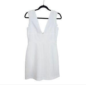 Zara Trafaluc White Waffle Plunge Mini Dress size Medium